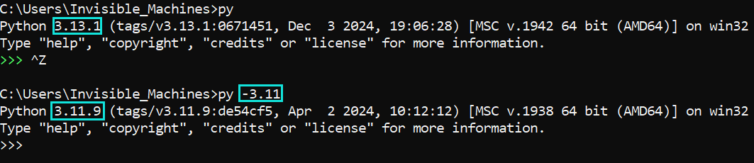 Using Different Python Versions